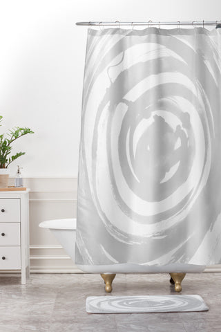 Amy Sia Swirl Pale Gray Shower Curtain And Mat