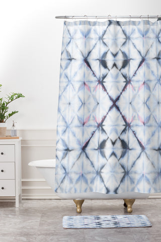 Amy Sia Tangier Slate Blue Shower Curtain And Mat