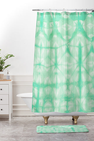 Amy Sia Tie Dye 2 Mint Shower Curtain And Mat