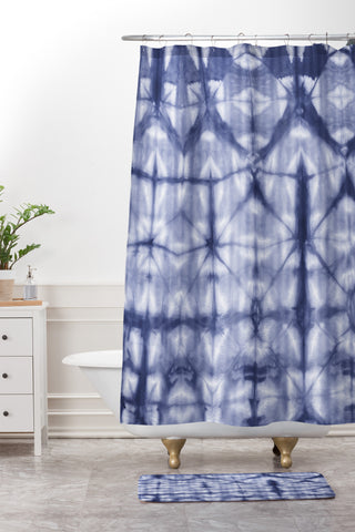 Amy Sia Tie Dye 2 Navy Shower Curtain And Mat