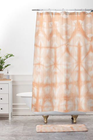 Amy Sia Tie Dye 2 Peach Shower Curtain And Mat