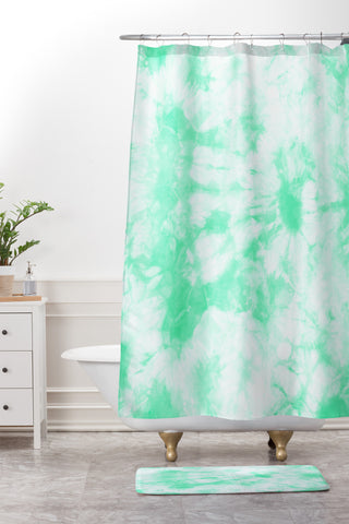 Amy Sia Tie Dye 3 Mint Shower Curtain And Mat