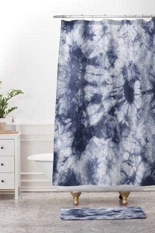 Amy Sia Tie Dye 3 Navy Shower Curtain And Mat