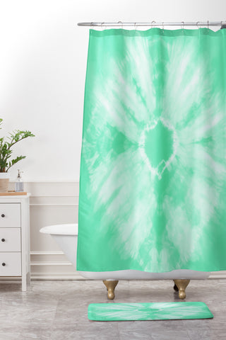 Amy Sia Tie Dye Mint Shower Curtain And Mat