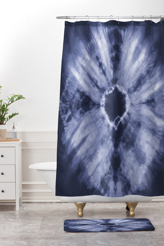 Amy Sia Tie Dye Navy Shower Curtain And Mat