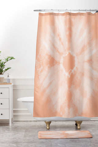 Amy Sia Tie Dye Peach Shower Curtain And Mat