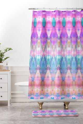 Amy Sia Tribal Diamonds Pastel Pink Shower Curtain And Mat