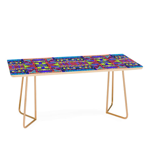 Amy Sia Tribal Patchwork 2 Blue Coffee Table