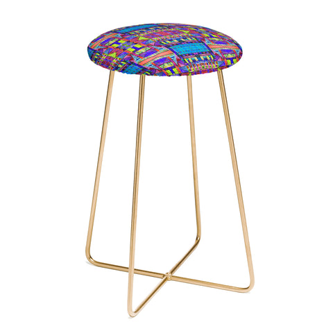 Amy Sia Tribal Patchwork 2 Blue Counter Stool
