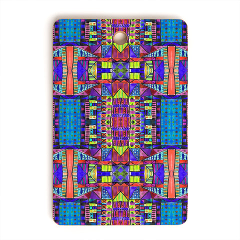 Amy Sia Tribal Patchwork 2 Blue Cutting Board Rectangle