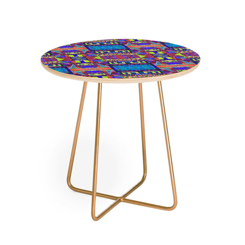 Amy Sia Tribal Patchwork 2 Blue Round Side Table