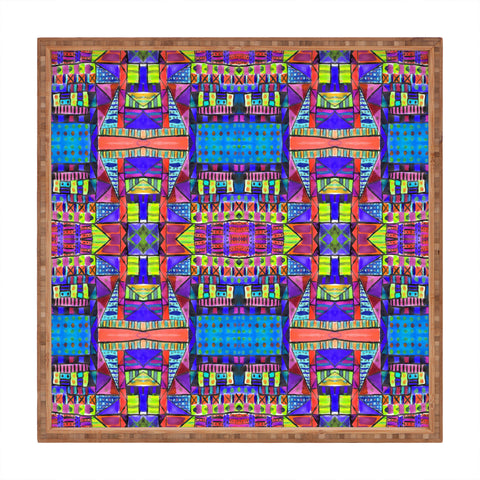 Amy Sia Tribal Patchwork 2 Blue Square Tray