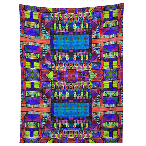 Amy Sia Tribal Patchwork 2 Blue Tapestry
