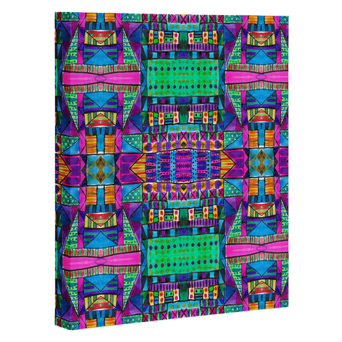 Amy Sia Tribal Patchwork 2 Pink Art Canvas