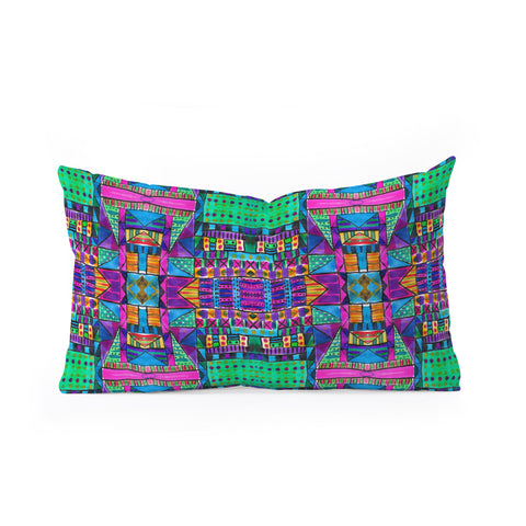 Amy Sia Tribal Patchwork 2 Pink Oblong Throw Pillow