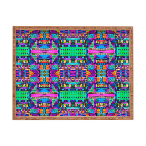 Amy Sia Tribal Patchwork 2 Pink Rectangular Tray