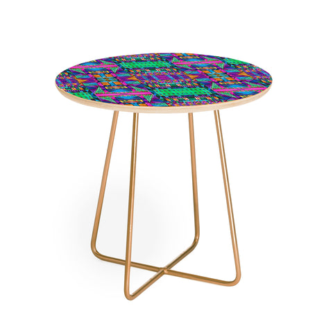 Amy Sia Tribal Patchwork 2 Pink Round Side Table