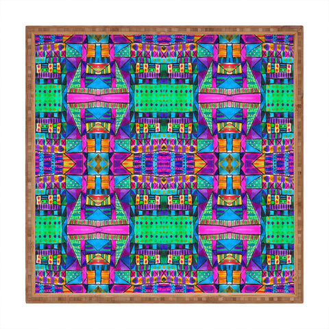 Amy Sia Tribal Patchwork 2 Pink Square Tray