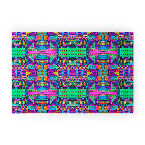 Amy Sia Tribal Patchwork 2 Pink Welcome Mat