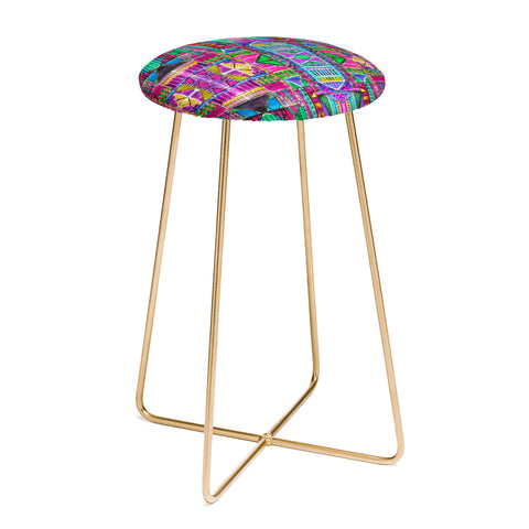 Amy Sia Tribal Patchwork Pink Counter Stool