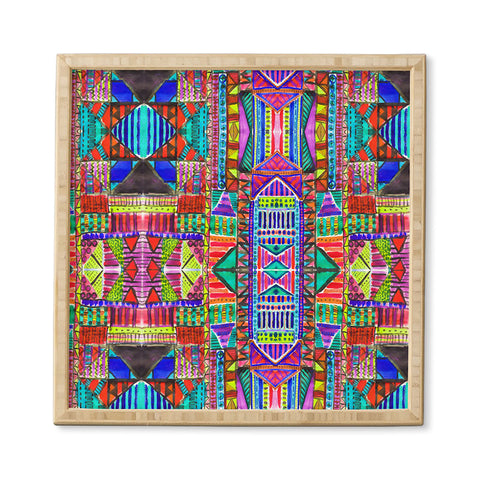 Amy Sia Tribal Patchwork Red Framed Wall Art