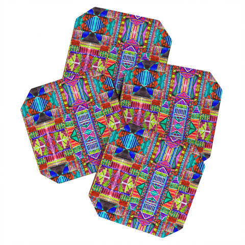 Amy Sia Tribal Patchwork Red Coaster Set