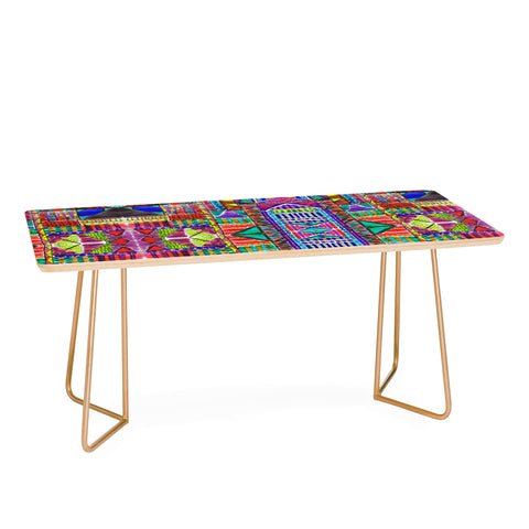 Amy Sia Tribal Patchwork Red Coffee Table