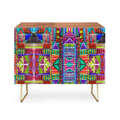 Amy Sia Tribal Patchwork Red Credenza
