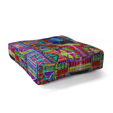 Amy Sia Tribal Patchwork Red Floor Pillow Square