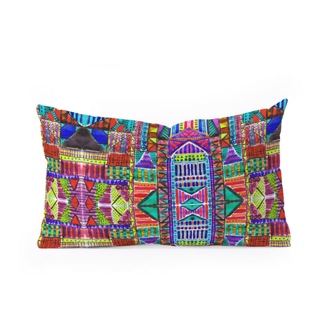 Amy Sia Tribal Patchwork Red Oblong Throw Pillow
