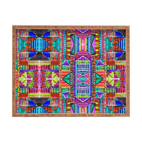 Amy Sia Tribal Patchwork Red Rectangular Tray