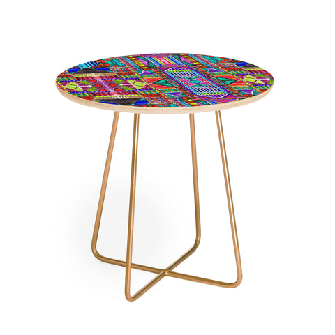 Amy Sia Tribal Patchwork Red Round Side Table
