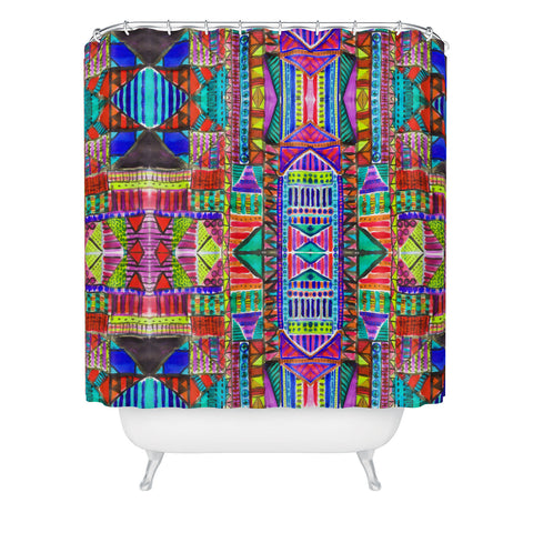 Amy Sia Tribal Patchwork Red Shower Curtain