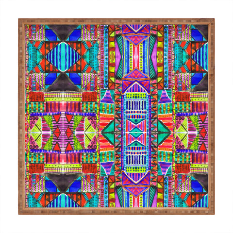 Amy Sia Tribal Patchwork Red Square Tray