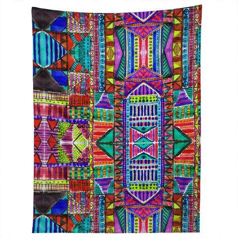 Amy Sia Tribal Patchwork Red Tapestry