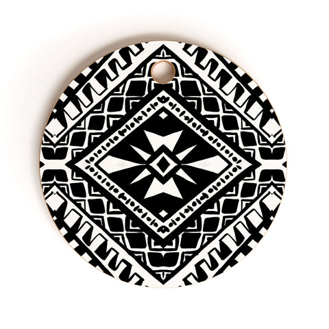 Amy Sia Tribe Black and White 1 Cutting Board Round
