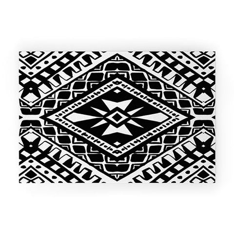 Amy Sia Tribe Black and White 1 Welcome Mat