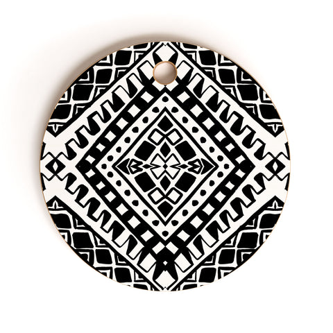 Amy Sia Tribe Black and White 2 Cutting Board Round