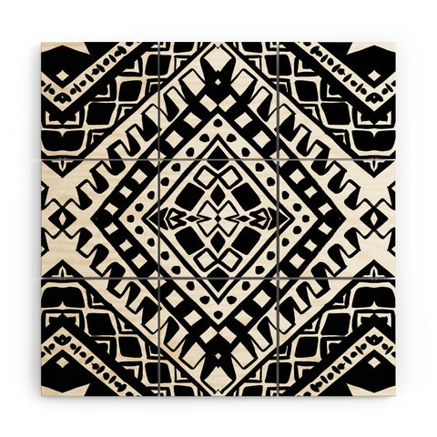 Amy Sia Tribe Black and White 2 Wood Wall Mural