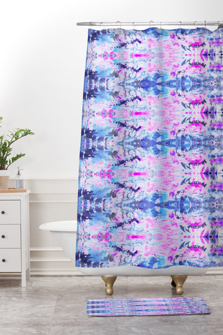 Amy Sia Ubud Blue Shower Curtain And Mat