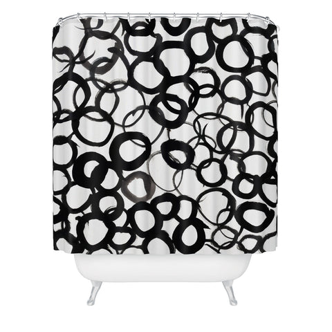 Amy Sia Watercolor Circle Black Shower Curtain