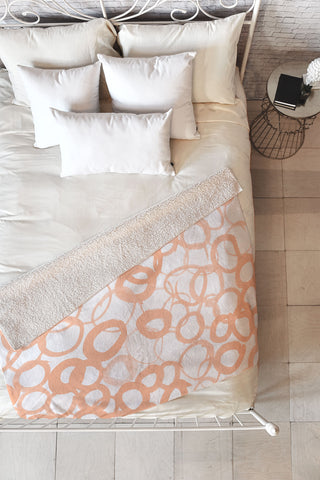 Amy Sia Watercolor Circle Peach Fleece Throw Blanket