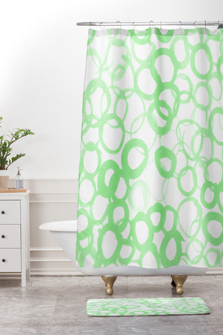 Amy Sia Watercolor Circle Sage Shower Curtain And Mat