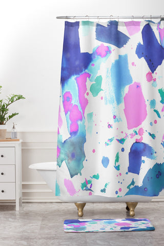 Amy Sia Watercolor Splash 2 Shower Curtain And Mat