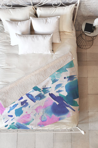 Amy Sia Watercolor Splash Fleece Throw Blanket