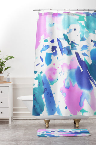 Amy Sia Watercolor Splash Shower Curtain And Mat