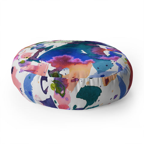 Amy Sia Watercolor Splatter 2 Floor Pillow Round