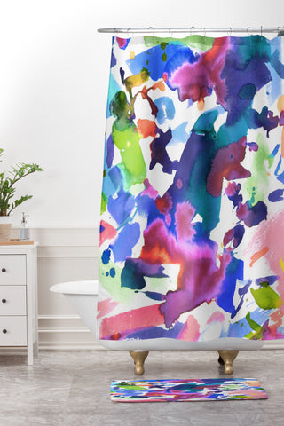 Amy Sia Watercolor Splatter 2 Shower Curtain And Mat
