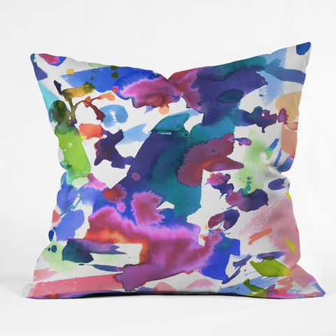 Amy Sia Watercolor Splatter 2 Outdoor Throw Pillow
