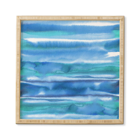 Amy Sia Watercolor Stripe Blue Framed Wall Art